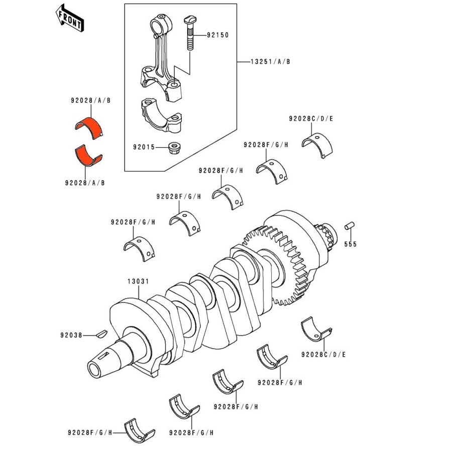 Moteur - Bielle - 1/2 Coussinet - 92028-1493 Noir - "A" Moteur - Bielle - 1/2 Coussinet - 92028-1493 Noir - "A"