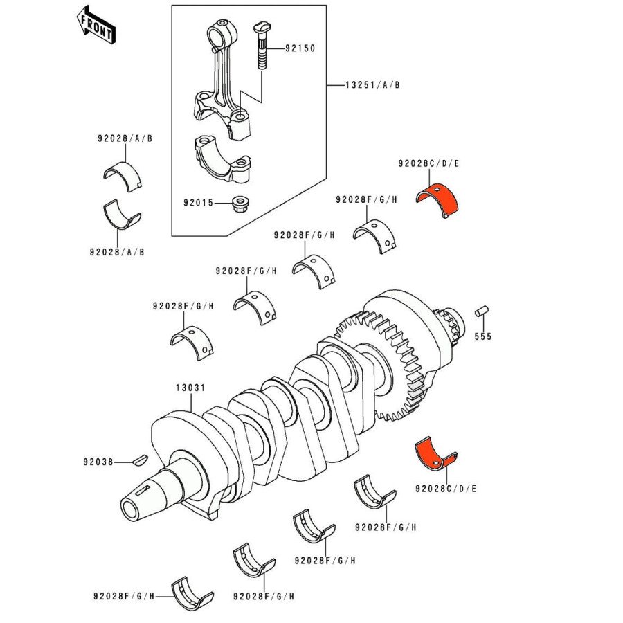 Moteur - Vilebrequin - 1/2 Coussinet - Bleu - "C" - 92028-1768 - ZXR400, ZX-6R (95-97)