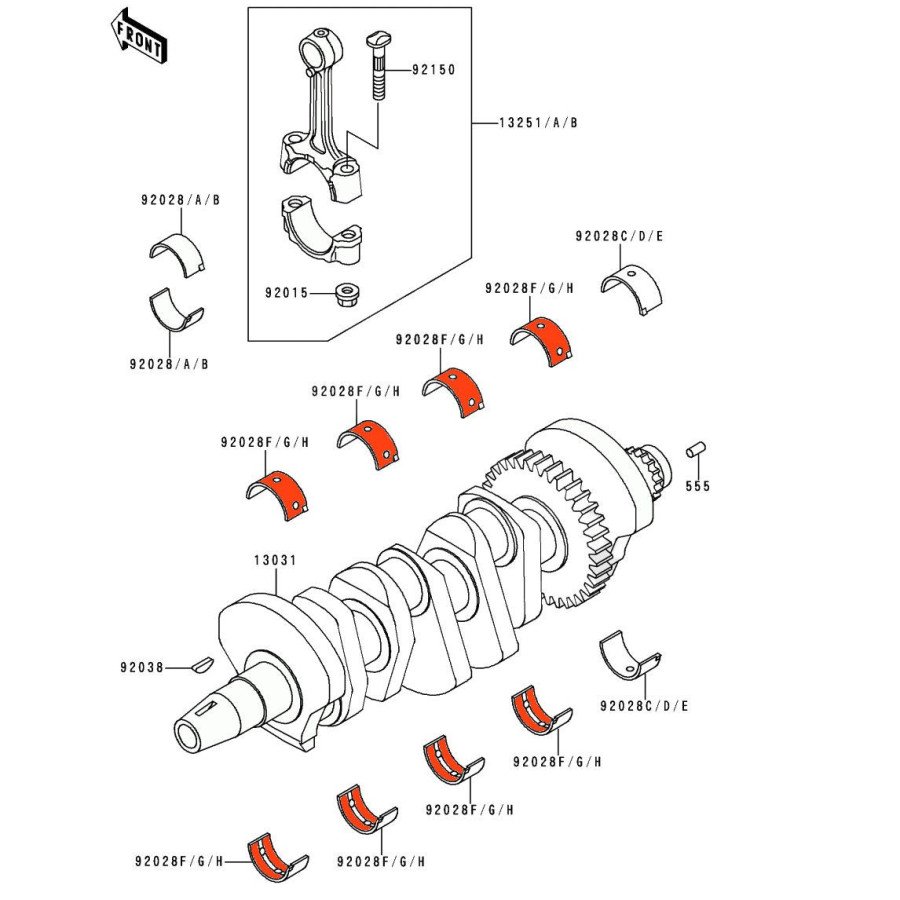 Moteur - Vilebrequin - 1/2 Coussinet - Bleu - "F" - 92028-1771 - ZXR400, ZX-6R (95-97)