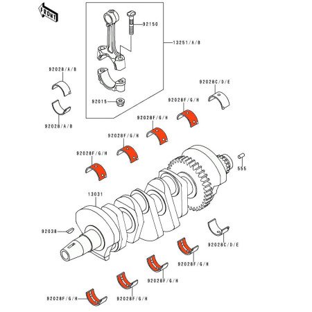 Moteur - Vilebrequin - 1/2 Coussinet - Bleu - "F" - 92028-1771 - ZXR400, ZX-6R (95-97)