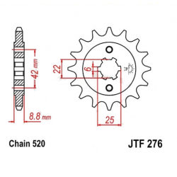 Transmission - Pignon sortie boite - 16 dents - JTF 276