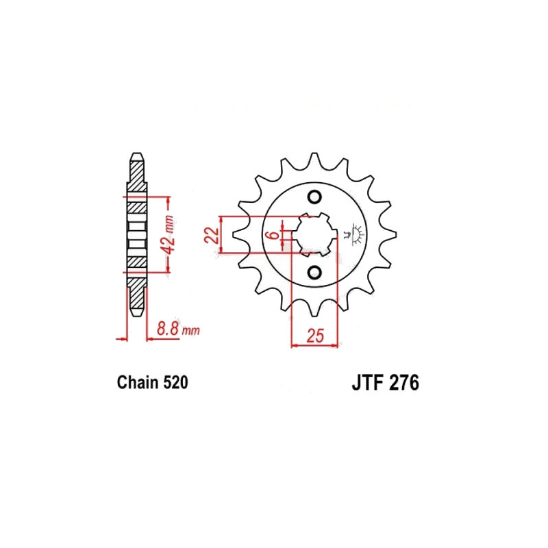 Transmission - Pignon sortie boite - 16 dents - JTF 276