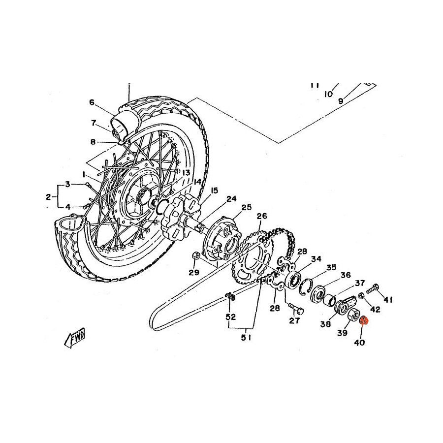 Roue Arriere - Ecrou pour Axe de roue - 214-25182-01