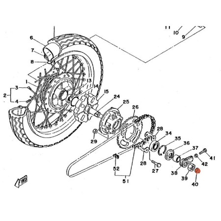 Roue Arriere - Ecrou pour Axe de roue - 214-25182-01