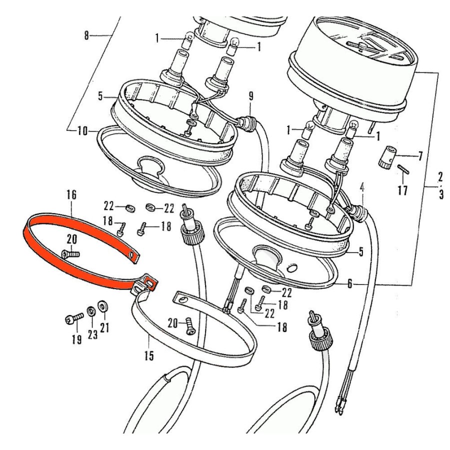 Compte tour - cerclage de fixation sous - (x1) - CB750 K0-K2