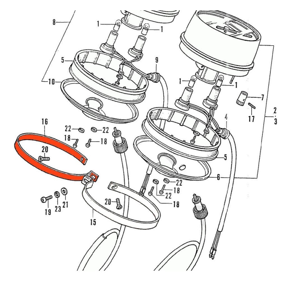 Compte tour - cerclage de fixation sous - (x1) - CB750 K0-K2