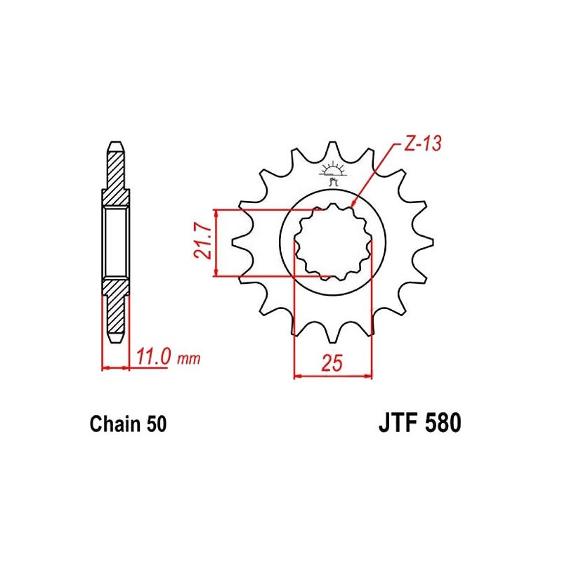 Transmission - Pignon - 530 - JTF-580 - 15 Dents