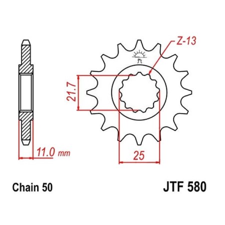 Transmission - Pignon - 530 - JTF-580 - 15 Dents