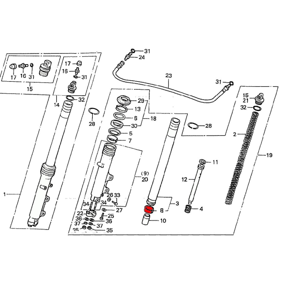 Fourche - Bague inferieur de glissement - pour fourche ø35 - (x2)