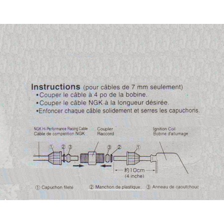 Bougie - cable - Rallonge - Prolongateur pour fil de bougie - NGK