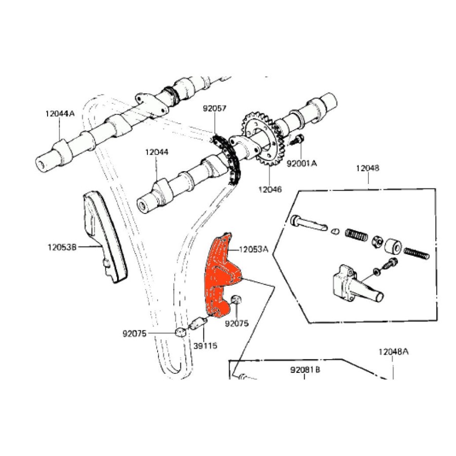 Service Moto Pieces|Distribution - Patin Tendeur - Guide "B" - 12053-1058 - KZ750....ZR750|1982 - KZ750 GP|34,00 €