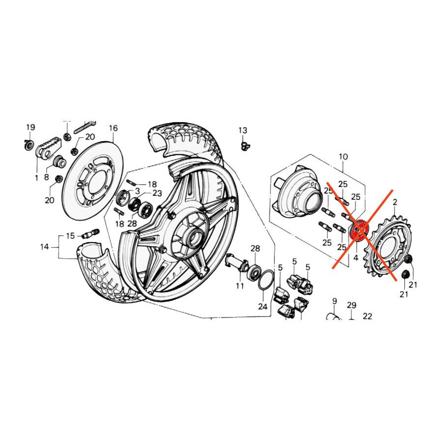 Roue arriere - Ecrou de roue - Cache poussière de roulement - coté couronne - N'est plus disponible