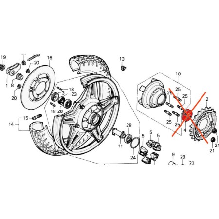 Roue arriere - Ecrou de roue - Cache poussière de roulement - coté couronne - N'est plus disponible