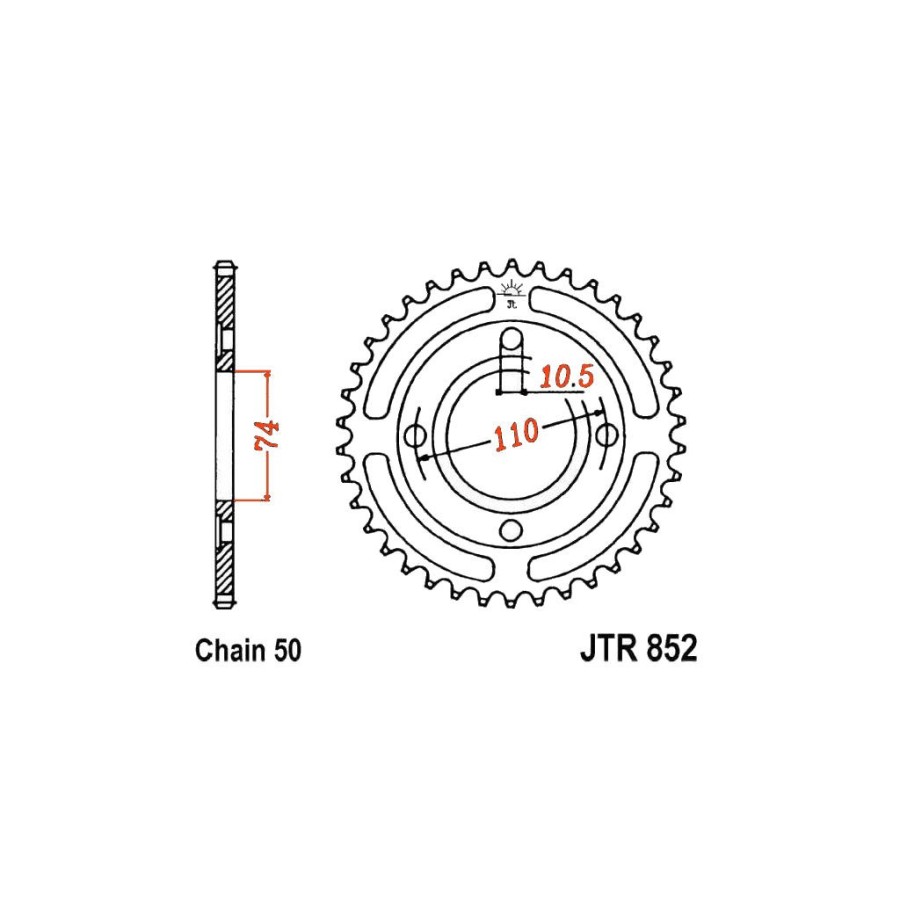 Service Moto Pieces|Transmission - Couronne - JTR - 312 - 525/40 dents|Chaine 530|29,90 €