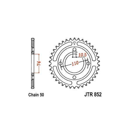 Service Moto Pieces|Transmission - Couronne - JTR-852 - 530 - 35 dents - ø70-110 - RD250LC|Chaine 530|43,50 €