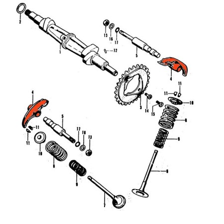 Service Moto Pieces|Moteur - Culbuteur - Basculeur (x1) - CB250G - CB250K - CB350K - CB350G|Distribution|92,00 €