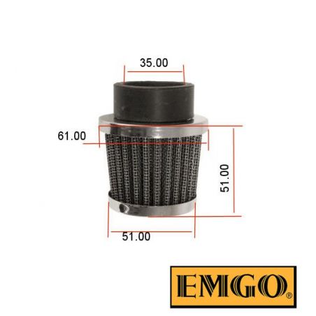 Service Moto Pieces|Filtre a air - ø 35mm - EMGO - Cornet - (x1)|Filtre a air - metal|10,10 €