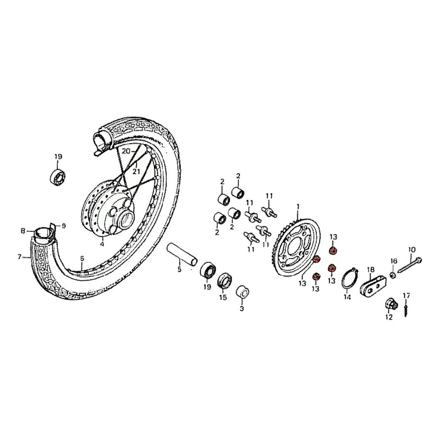 Couronne - Ecrou de Fixation - (x1) - M10 x1.25 - Ecrou Honda