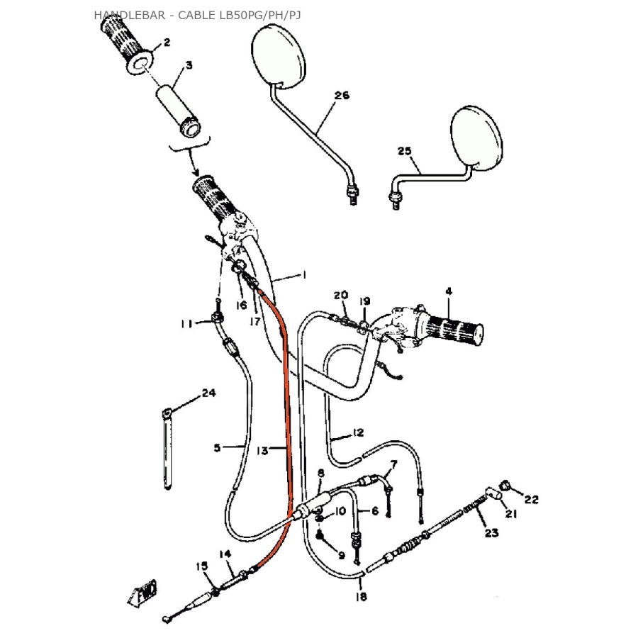 Service Moto Pieces|Frein - Avant - cable - LB50 - 439-26341-00|Cable - Frein|26,40 €