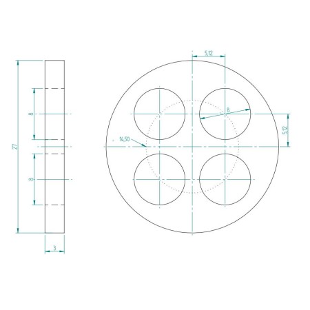 Service Moto Pieces|Robinet essence -  joint de robinet - ø27.00 x3.00mm - 4 trou ø8.00mm|Reservoir - robinet|12,90 €