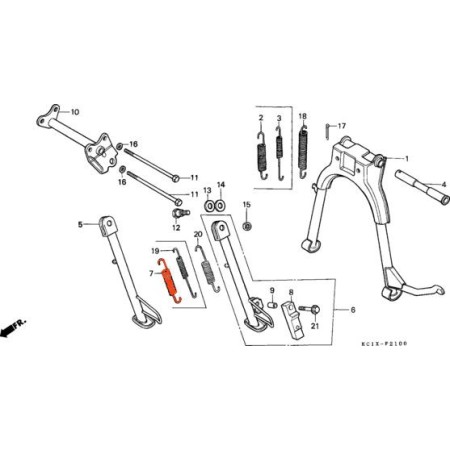 Service Moto Pieces|Bequille - Ressort de béquille laterale|bras oscillant - bequille|4,85 €