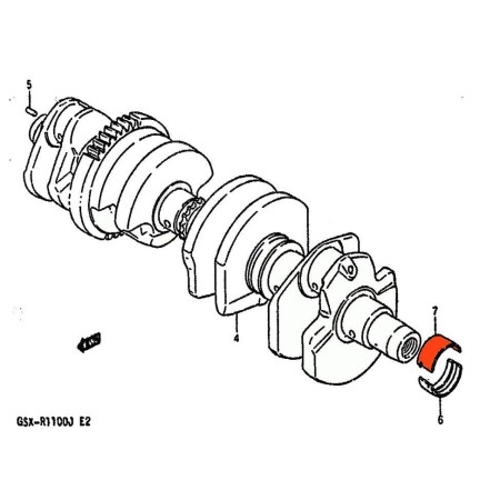 Service Moto Pieces|Moteur - Vilebrequin - 1/2 coussinet Sup. "A" - 12229-06B10-0A0|1989 - GSX-R1100|15,10 €