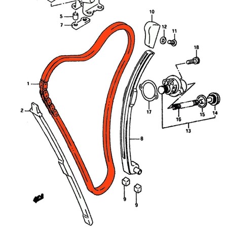 Service Moto Pieces|Distribution - Chaine - 219 FTH - 122 maillons - Fermée - 12760-40C00|chaine|55,60 €