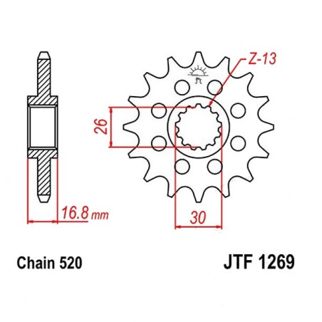 Service Moto Pieces|Transmission - Pignon - JTF-1269 - 520 - 14 Dents|Chaine 520|19,90 €