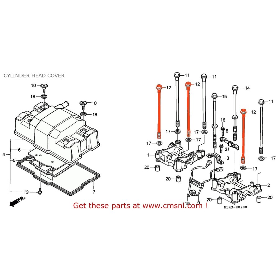 Service Moto Pieces|Moteur - Goujon de serrage de culasse - CB450S|1986 - CB 450 Sg|36,00 €