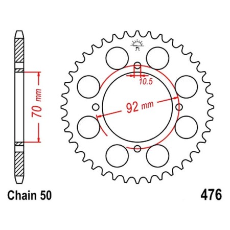 Service Moto Pieces|Transmission - Couronne - JTR-476 - 530/45 dents|Chaine 530|42,20 €