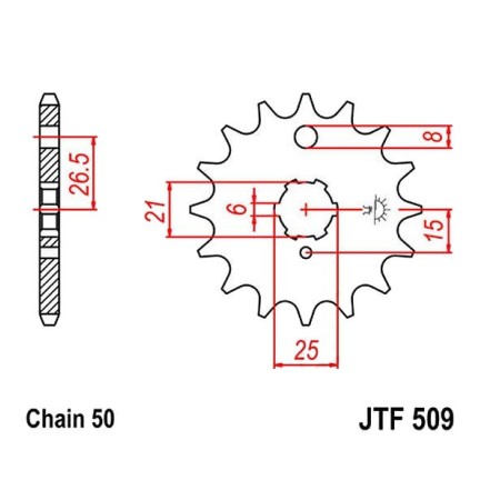 Service Moto Pieces|Transmission - Pignon - JTF-509 - 530/15 dents|Chaine 530|14,50 €