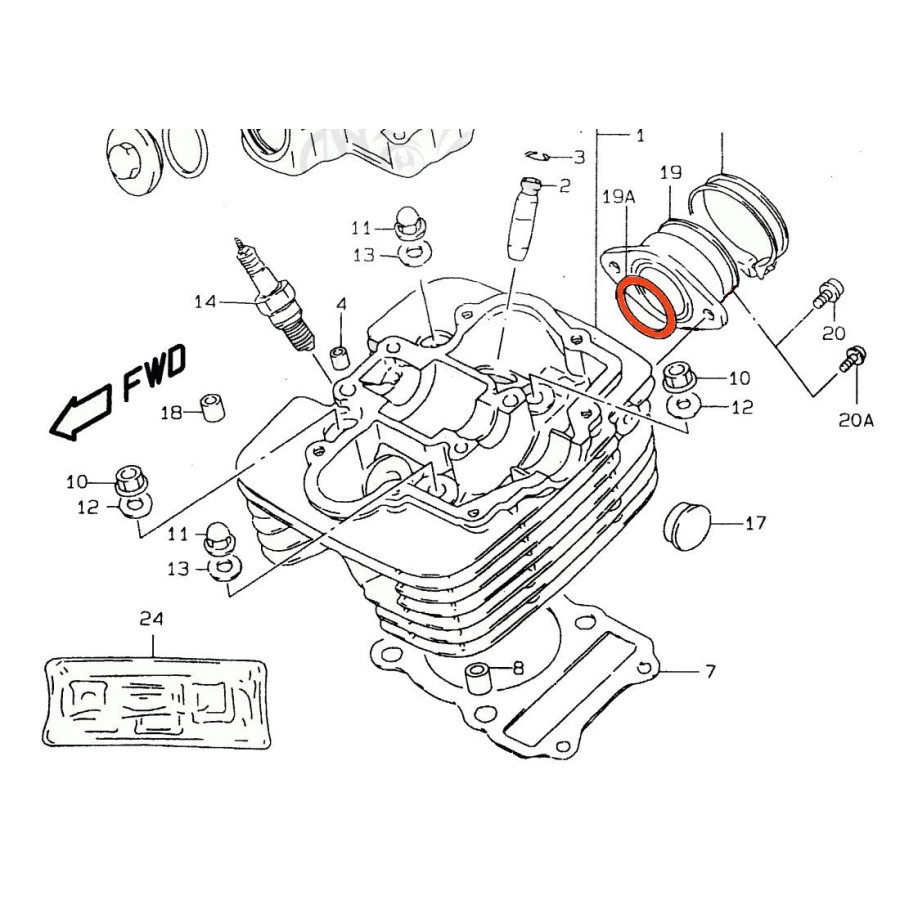 Moteur - Joint torique 34.00 x2.00 - Pipe admission - DR125 - (SF44.)