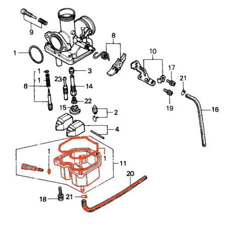 Carburateur - Cuve - vis de purge a Droite