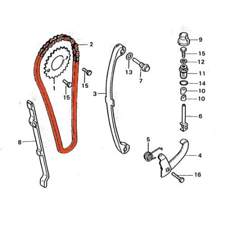 Service Moto Pieces|Moteur - Distribution - Chaine - 25H - 98 Maillons - CB125 ... - ... - XL125 ...|1977 - CB125 N|27,60 €