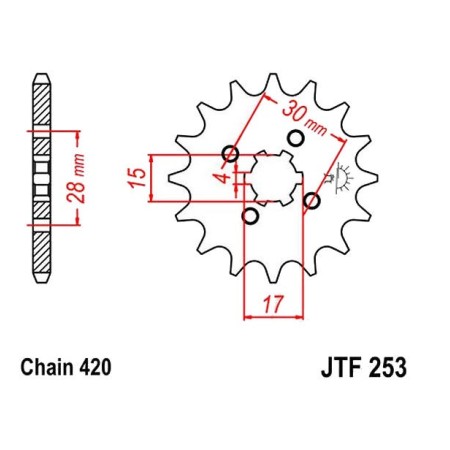 Service Moto Pieces|Transmission - Pignon sortie boite - JTF 253 - 420-17 dents|Chaine 420|6,90 €