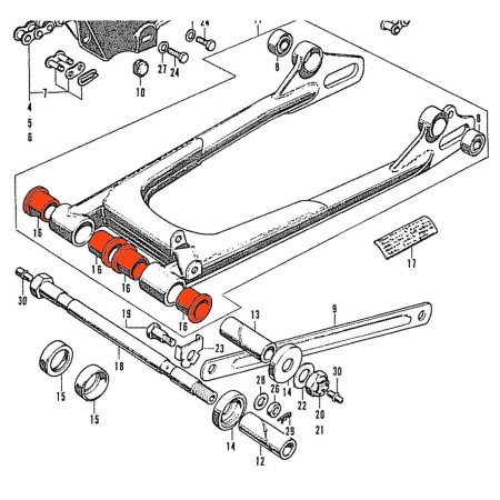 Service Moto Pieces|Bras oscillant - bague (x1) - CB350K|bras oscillant - bequille|32,10 €