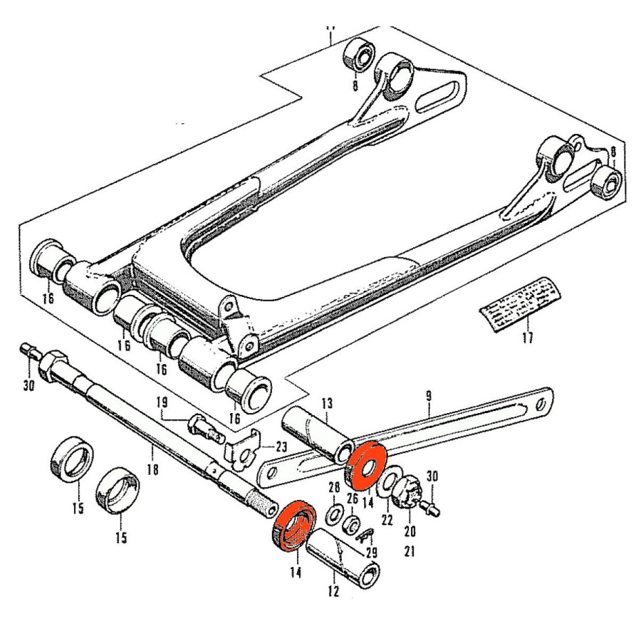 Service Moto Pieces|bras oscillant - Axe - origine Honda -  (X1)|bras oscillant - bequille|79,80 €