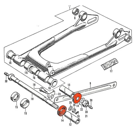 Service Moto Pieces|Bras oscillant - Rondelle (x1) - CB350K|bras oscillant - bequille|14,90 €