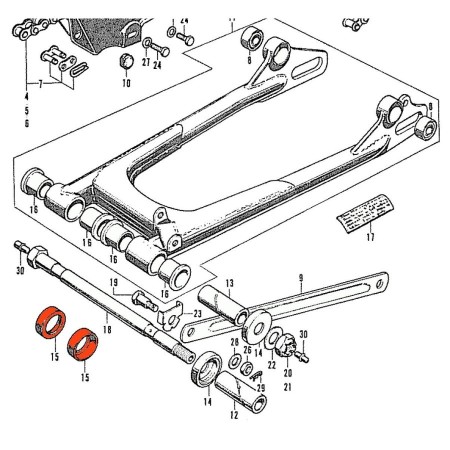 Service Moto Pieces|Bras oscillant - Caoutchouc (x1) - CB350K|bras oscillant - bequille|10,40 €