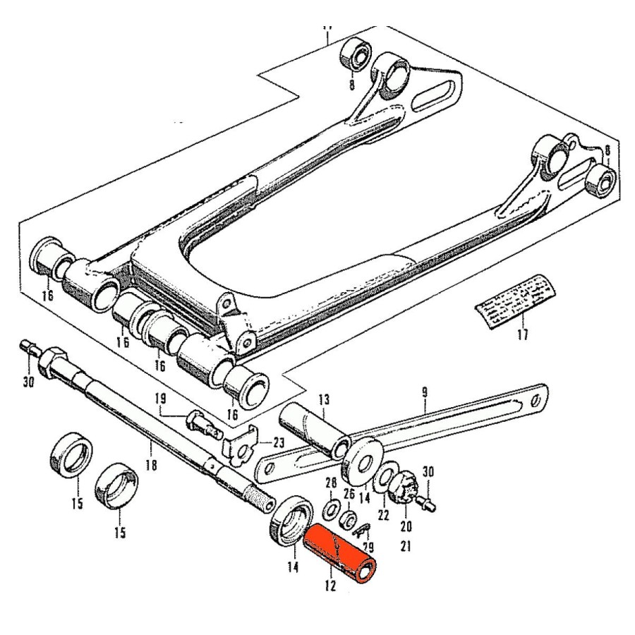 Service Moto Pieces|Bras oscillant - Roulement + Axe - CB750 - CB900 - CBX1000 - 1978-1979|bras oscillant - bequille|124,30 €