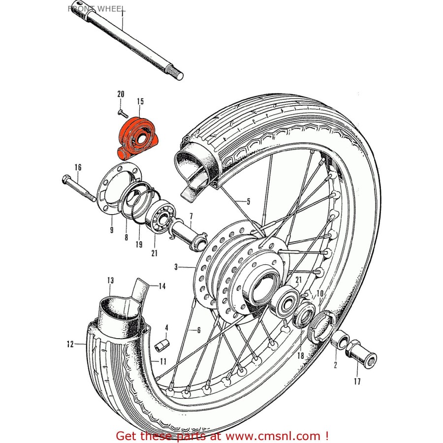 Service Moto Pieces|Roue Avant - Rayon Droite - (x1) - BS 8x196.5 - CB350-CB360-CB400....750K0|Roue - Avant|5,00 €