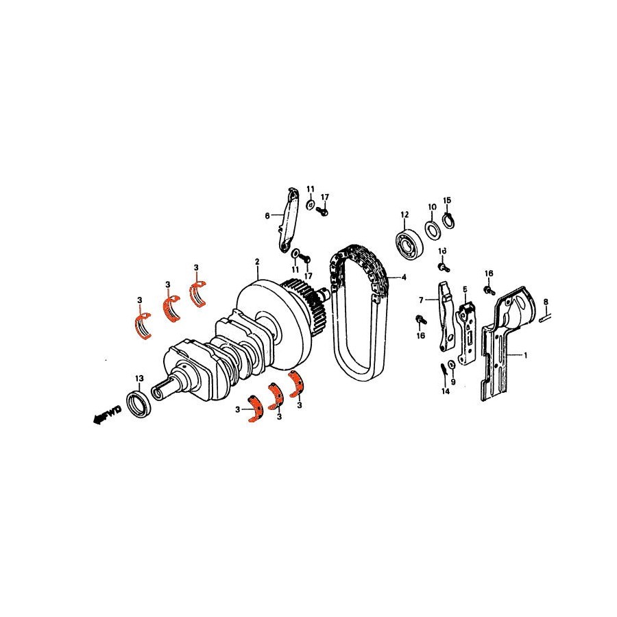 Moteur - 1/2 Coussinet - Vilebrequin C - MARRON - GL1000 - GL1100