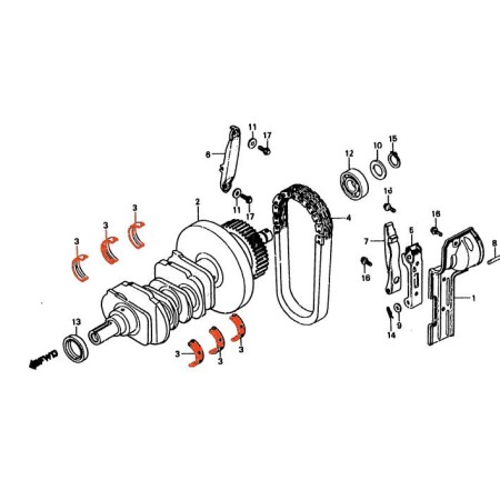 Moteur - 1/2 Coussinet - Vilebrequin C - MARRON - GL1000 - GL1100