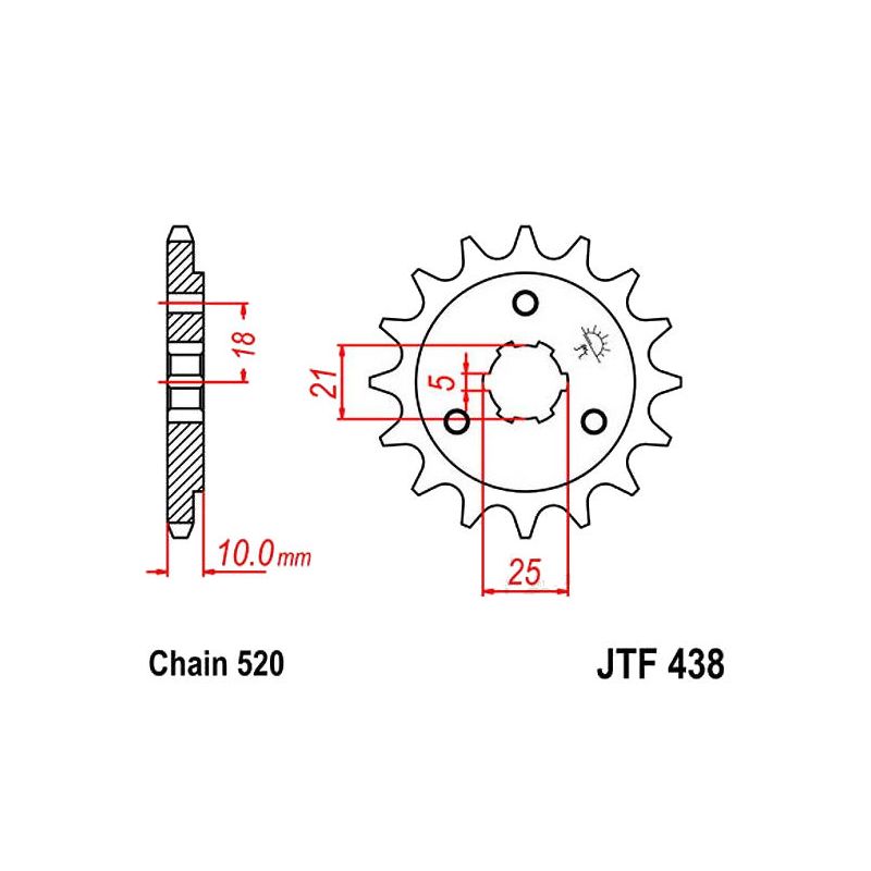 Service Moto Pieces|Transmission - Pignon - JTF - 438 - 15 Dents|Chaine 520|19,90 €