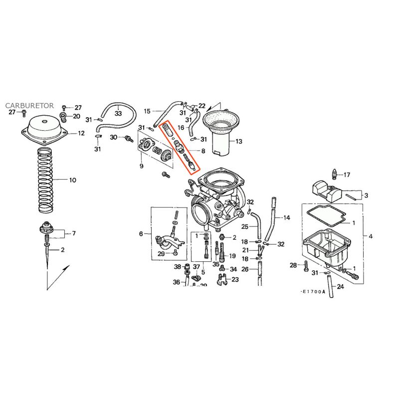Carburateur - Plongeur - Mecanisme de starter - GB500 - NX650 - 1995-2000 - XR650