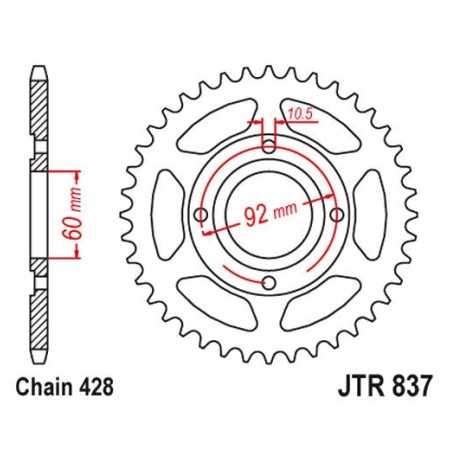 Service Moto Pieces|Transmission - Couronne - JTR - 837-428 - 39 dents |Chaine 428|21,10 €