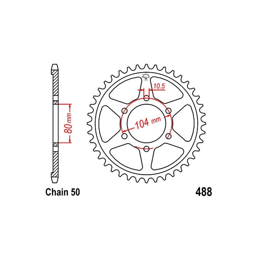 Service Moto Pieces|Transmission - Couronne - JTR 488 - 530 - 42 dents|Chaine 530|39,90 €