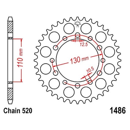 Service Moto Pieces|Transmission - Couronne - JTR1486 - 40 Dents -|Chaine 520|29,90 €