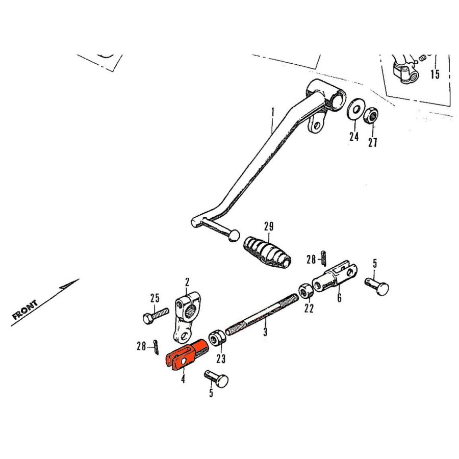 Service Moto Pieces|Selecteur de vitesse - Axe de reglage - Avant- CB250K - CB350K|Cale Pied - Selecteur|20,80 €