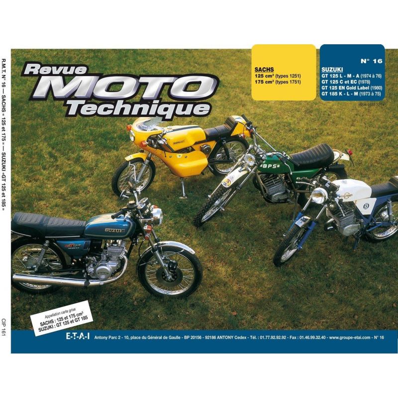 Service Moto Pieces|RTM - N 16 - GT125 - GT185 - Version Papier - Revue Technique moto|Suzuki|39,00 €